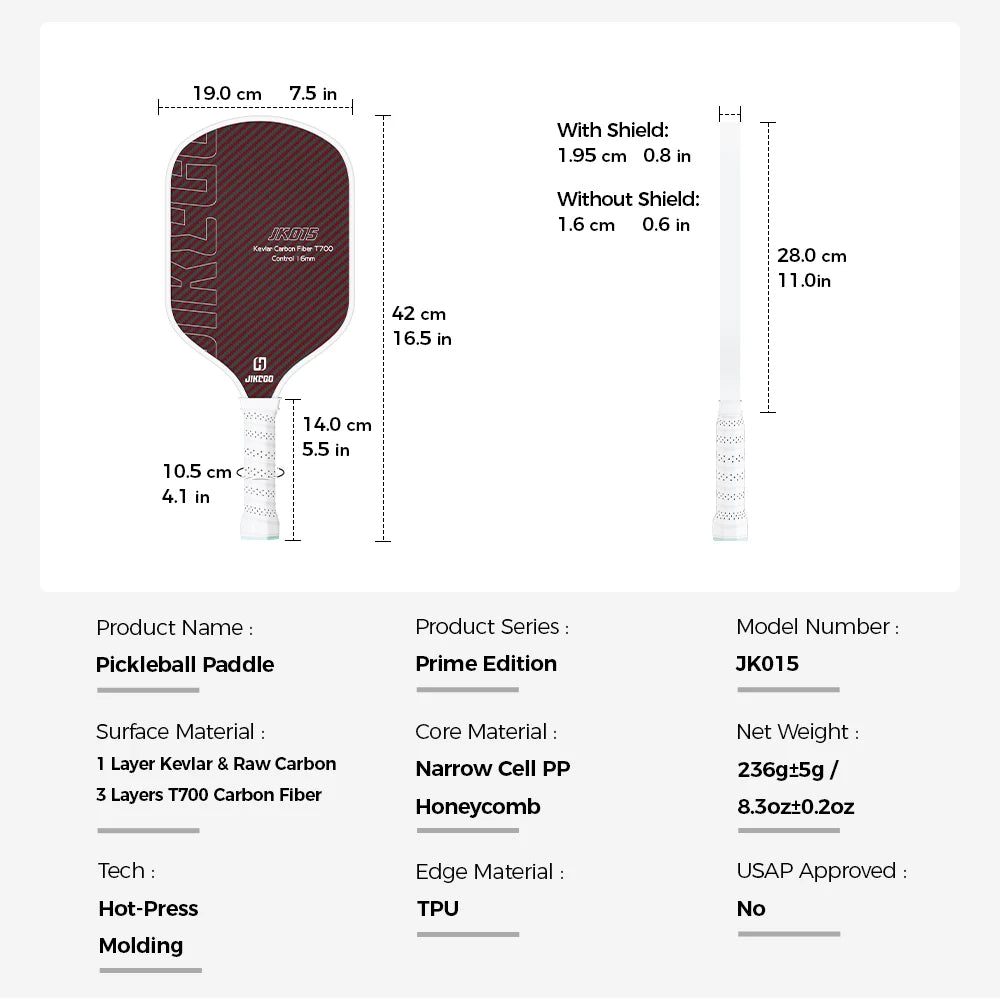 Jikego JK015 Kevlar Carbon Pickleball Paddle