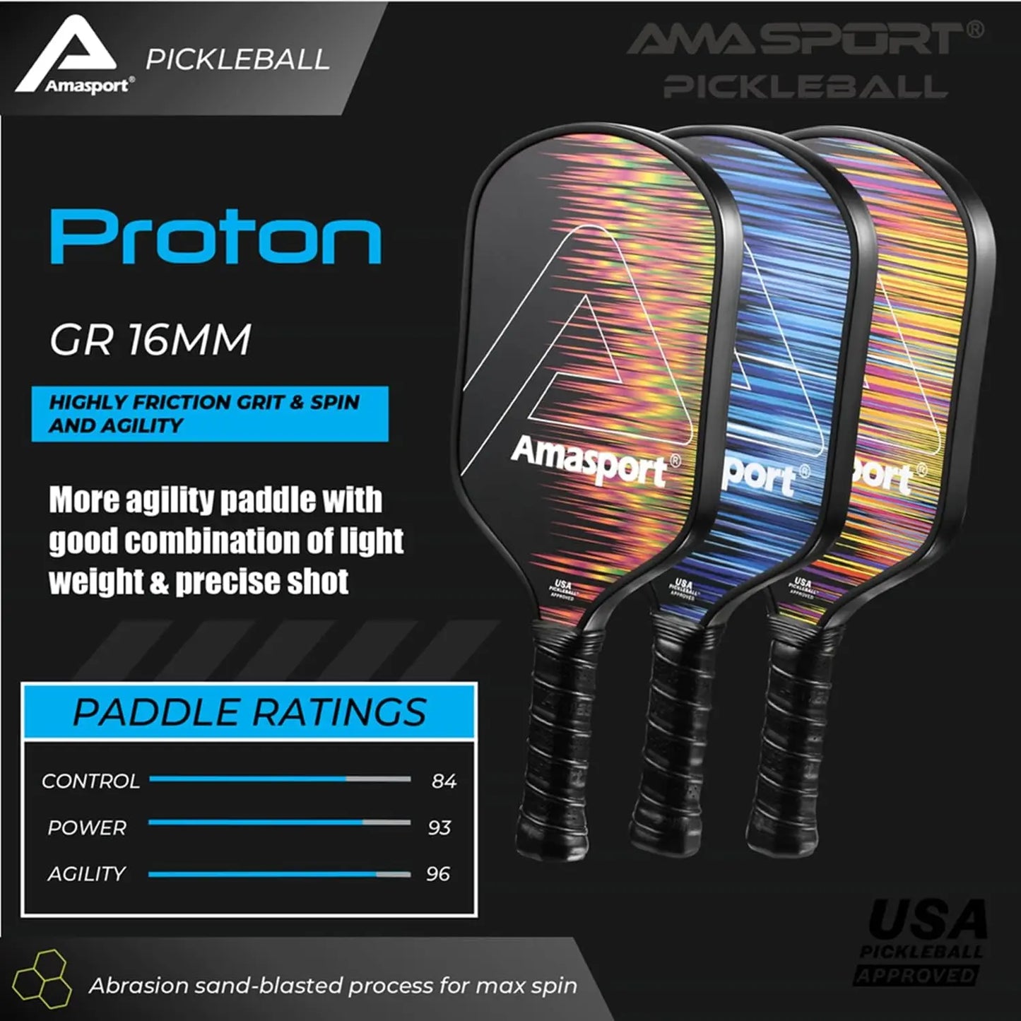 Amasport Proton Carbon Pickleball Paddle