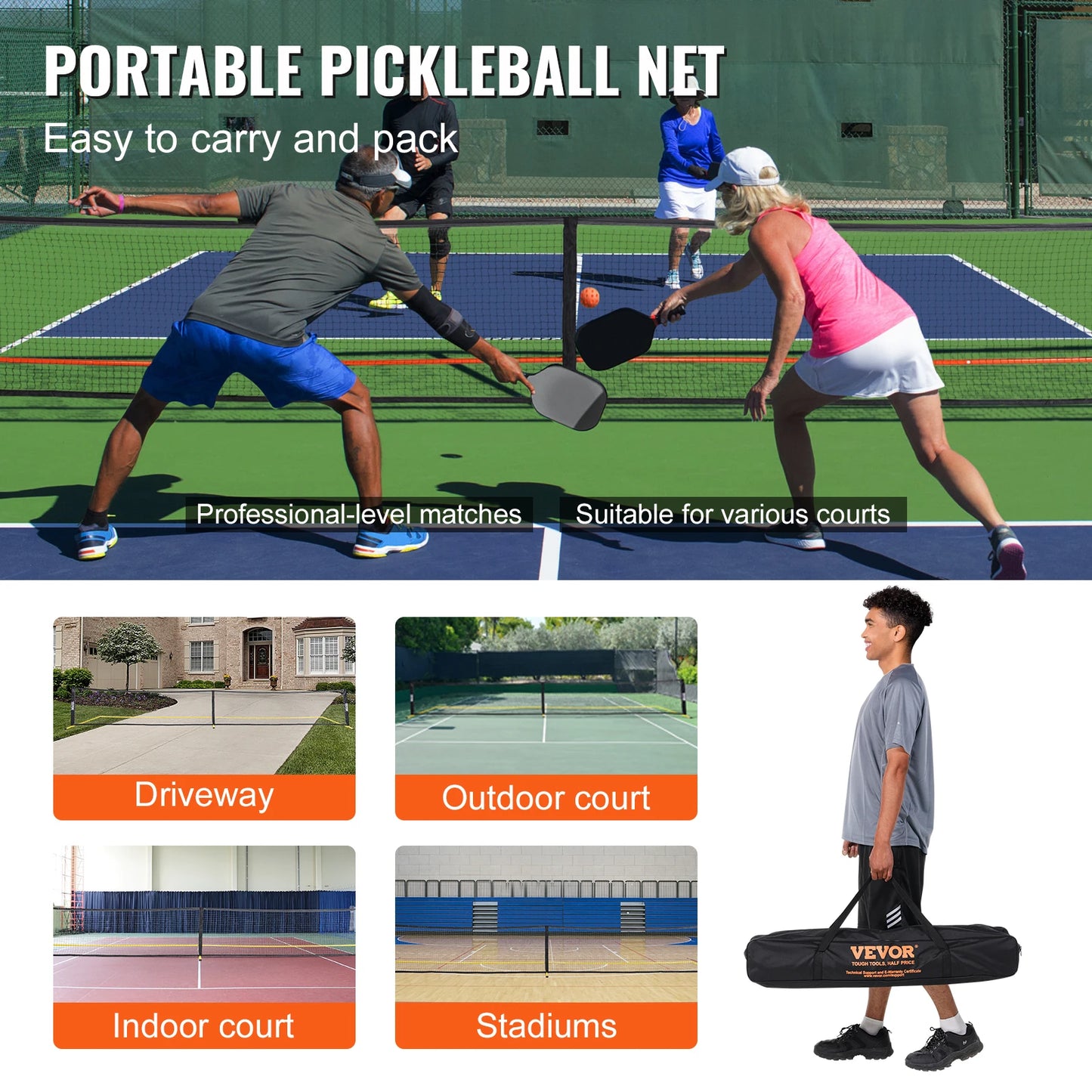 VEVOR Portable Pickleball Net 22ft