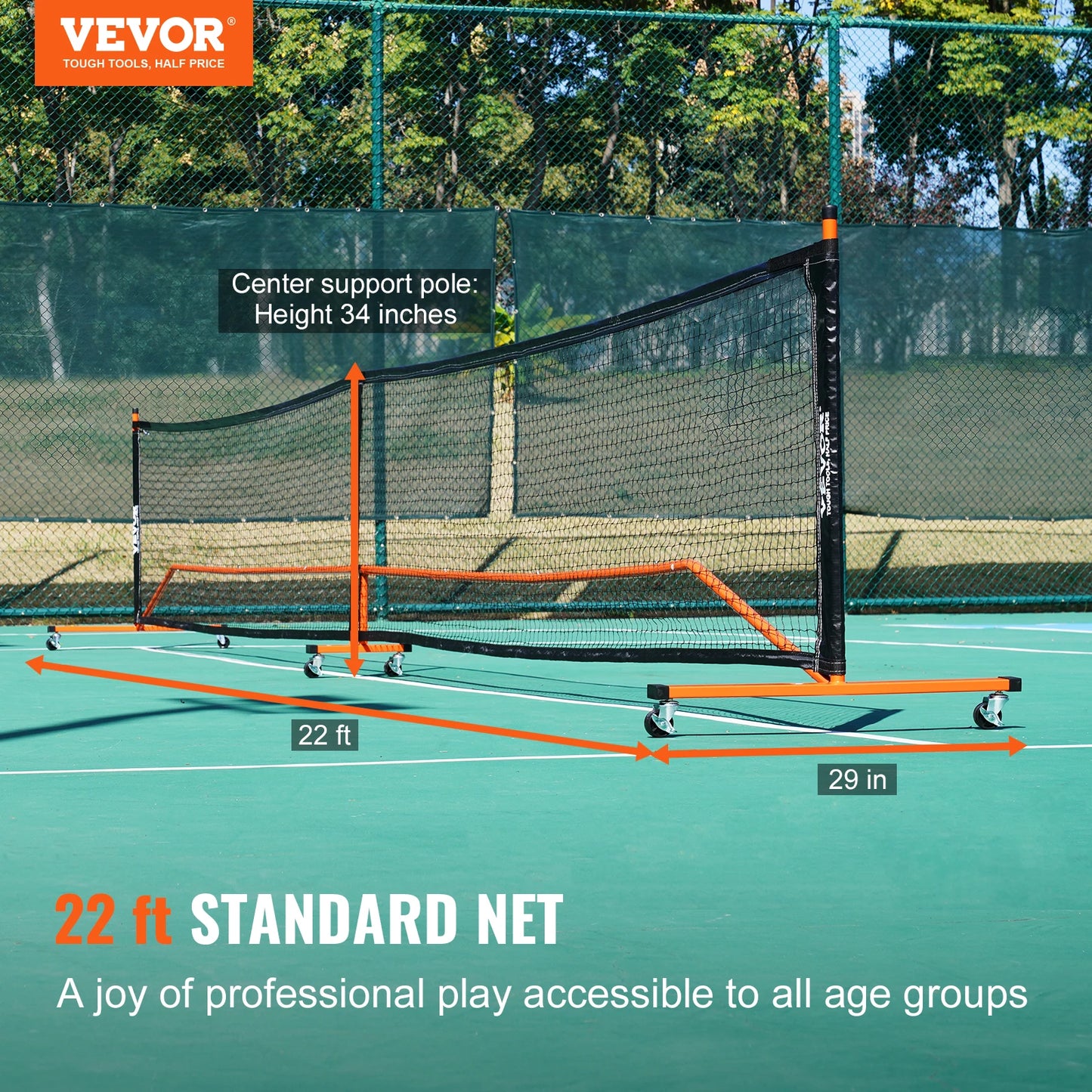 VEVOR Portable Pickleball Net 22ft