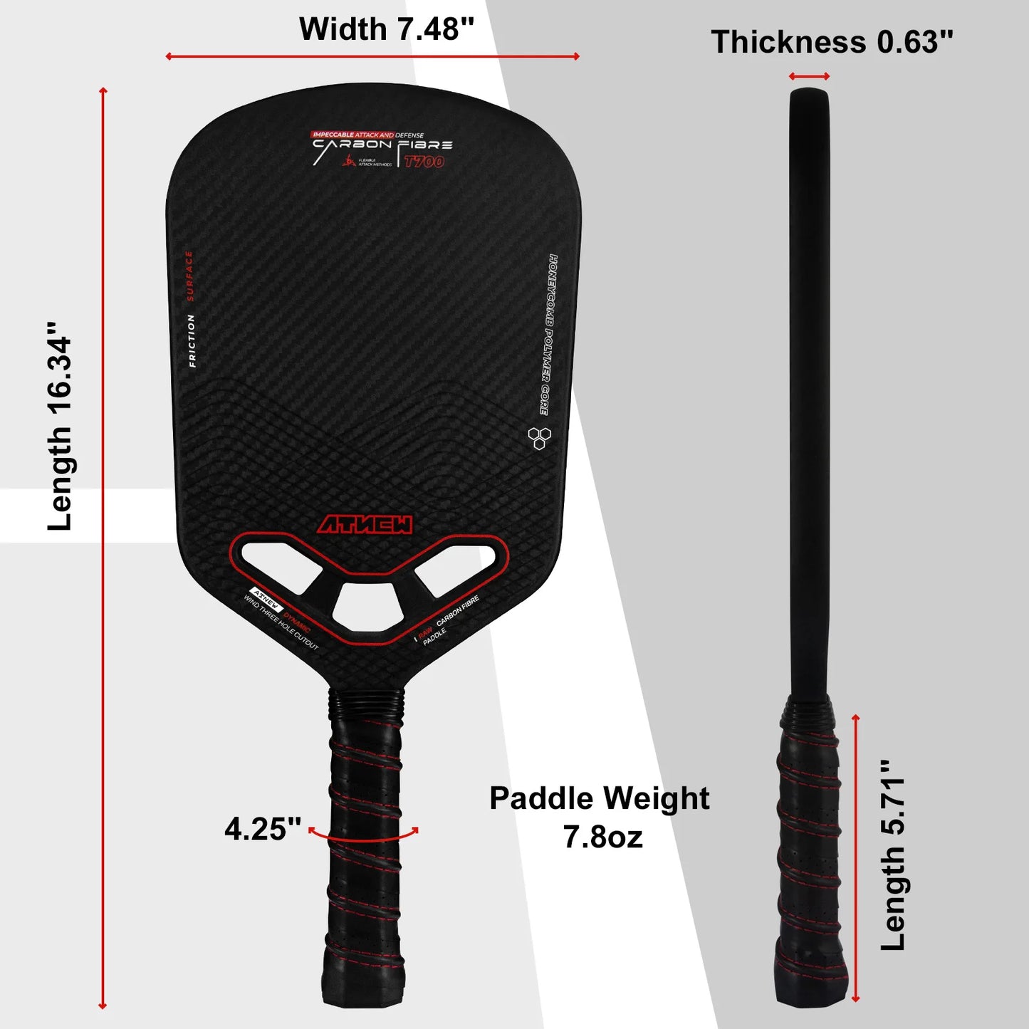 Atnew Hollow  Carbon Pickleball Paddles (W/ Cover)