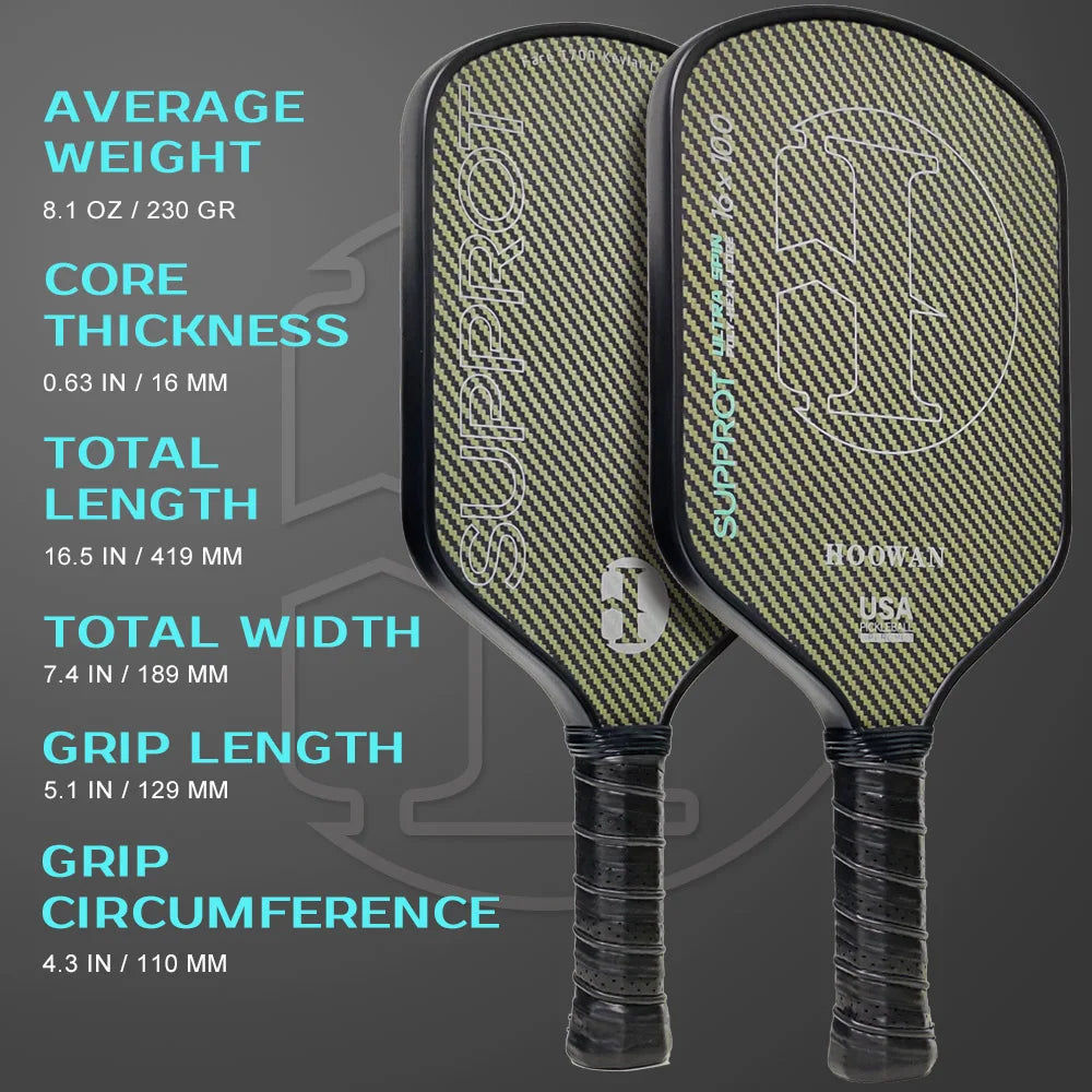 Hoowan Support Ultra-Spin Pickleball Paddle (W/ Case)