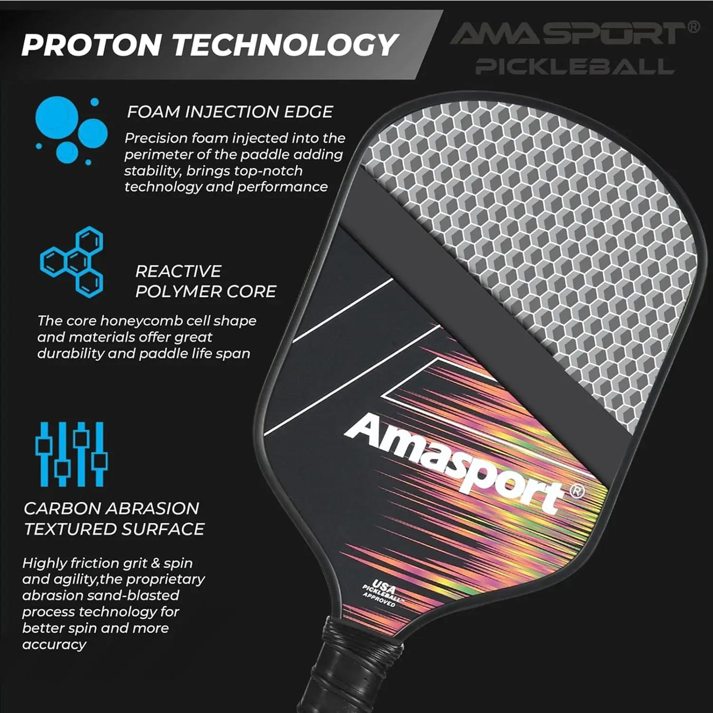 Amasport Proton Carbon Pickleball Paddle