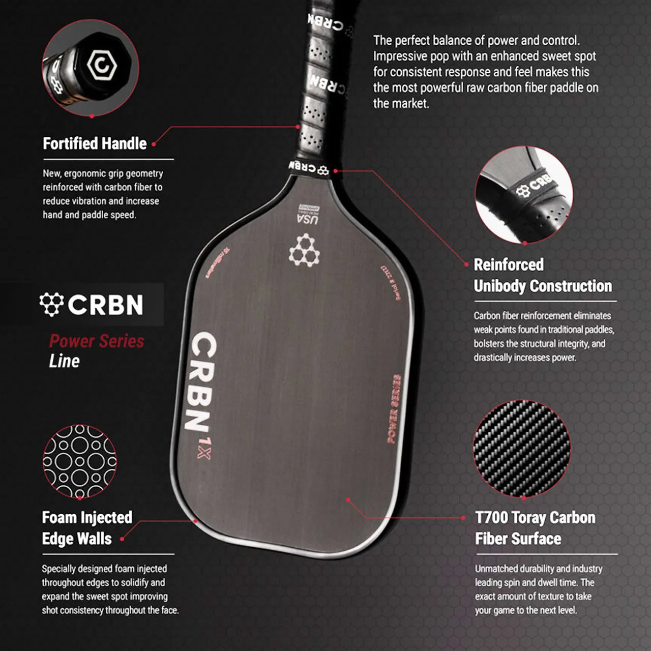 CRBN Power Series 3X Pickleball Paddle (W/ Cover)