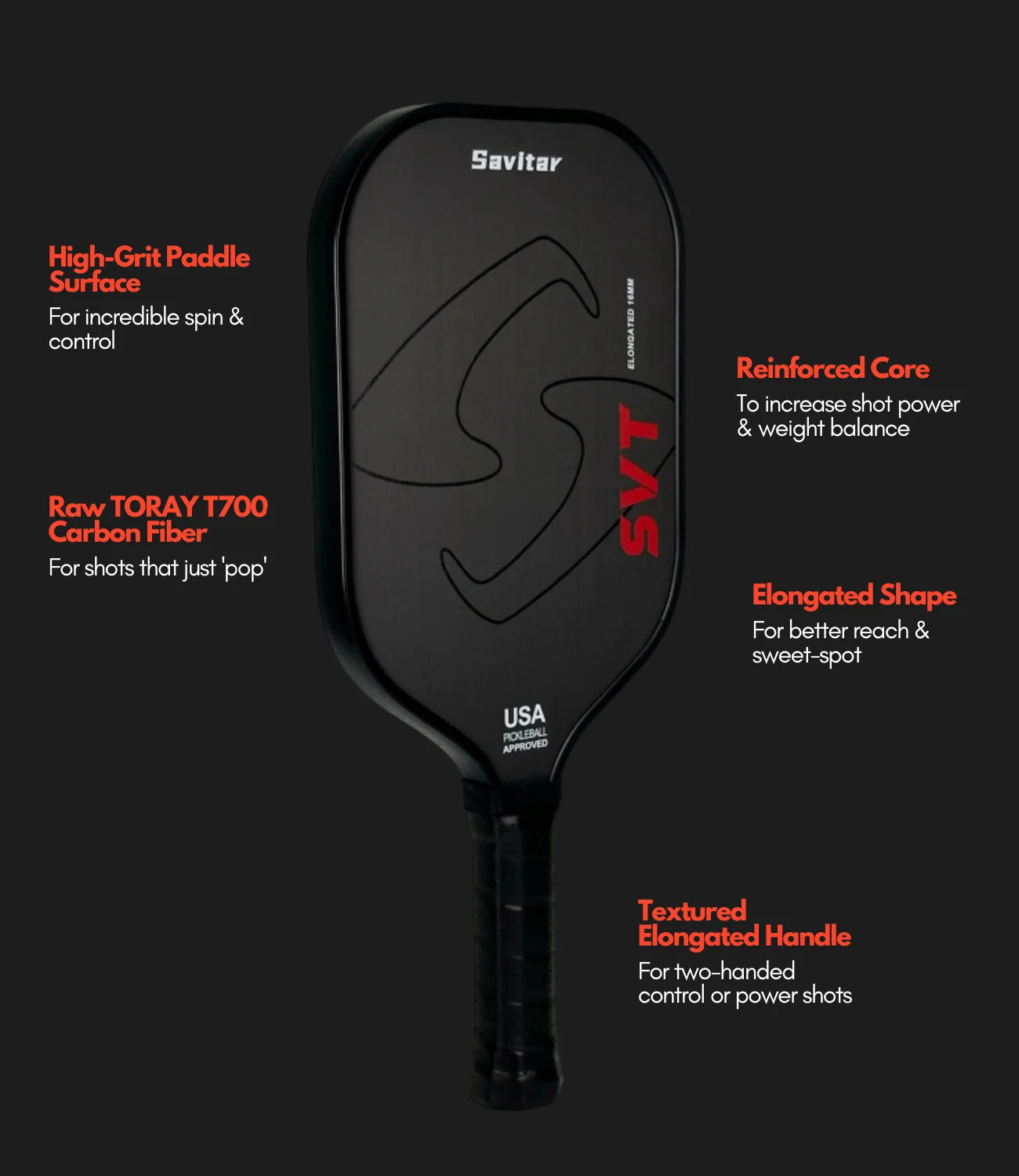 Savitar SVT T700 Carbon Pickleball Paddle (W/ Cover)