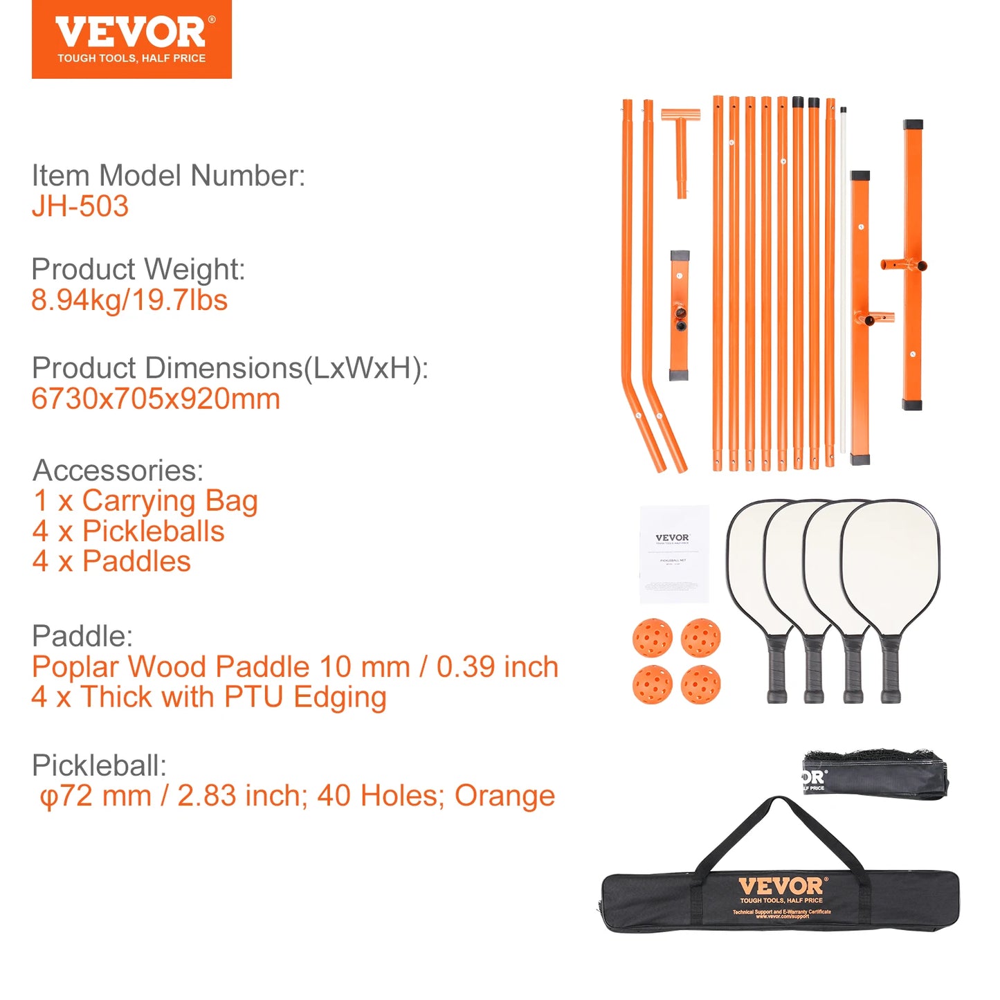 VEVOR Portable Pickleball Net 22ft