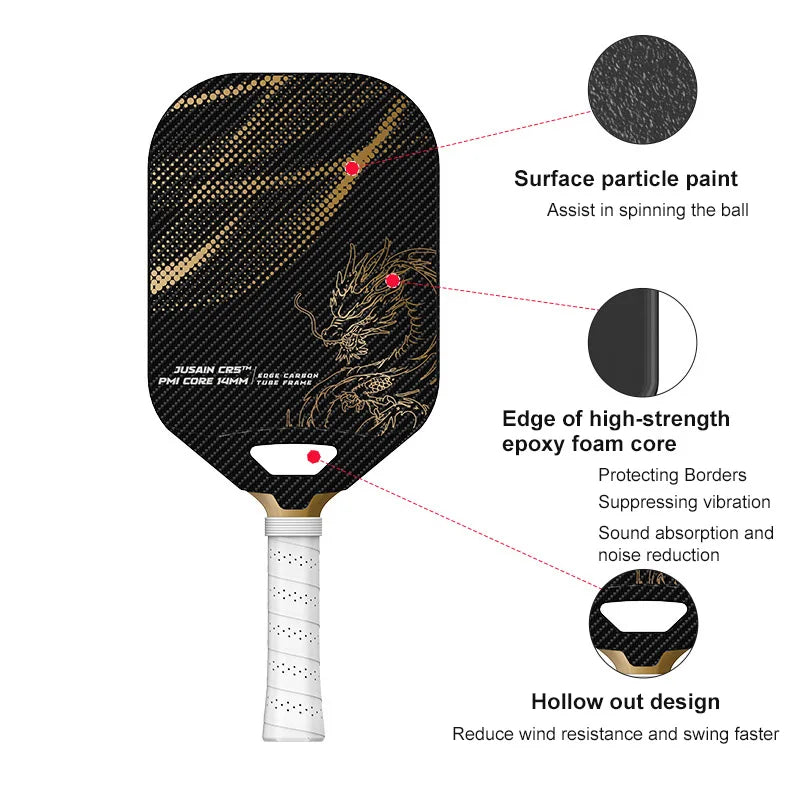 Jusain CR5 Gold Dragon CarbonPickleball Paddle