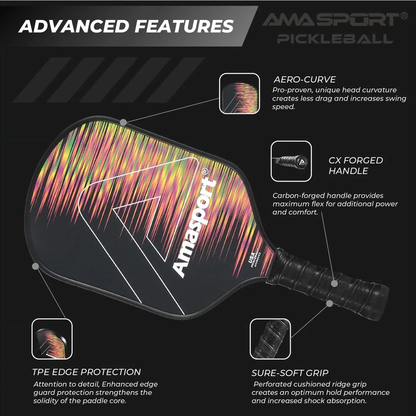 Amasport Proton Carbon Pickleball Paddle